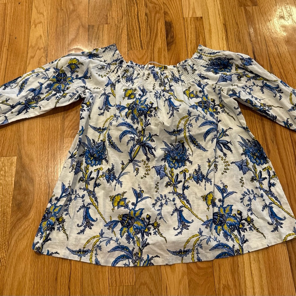 LOFT Blue and Yellow Floral Blouse